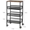 Black Rustic 3-Tier Metal Wire Storage Kitchen Cart on Wheels