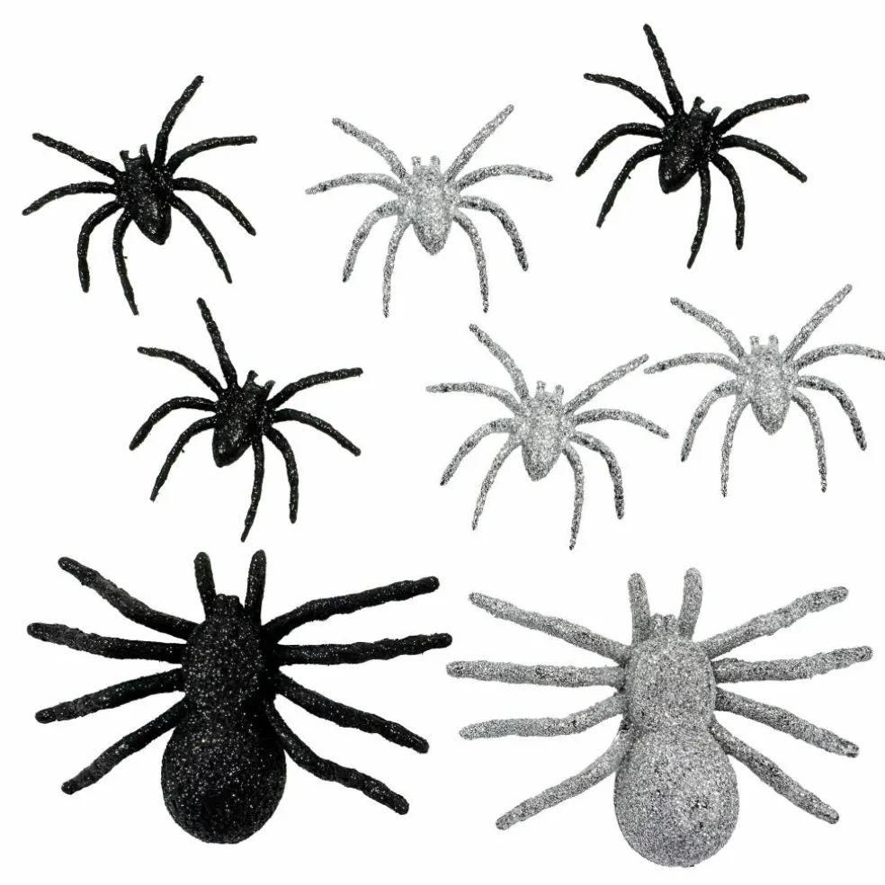 Black & Silver Glitter Spiders, 8ct. by Ashland®