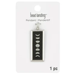 Black & Silver Metal Moon Phases Pendant by Bead Landing™