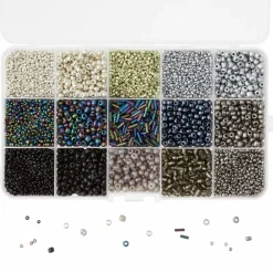 Black & Silver Mix Glass Seed Beads by Bead Landing®