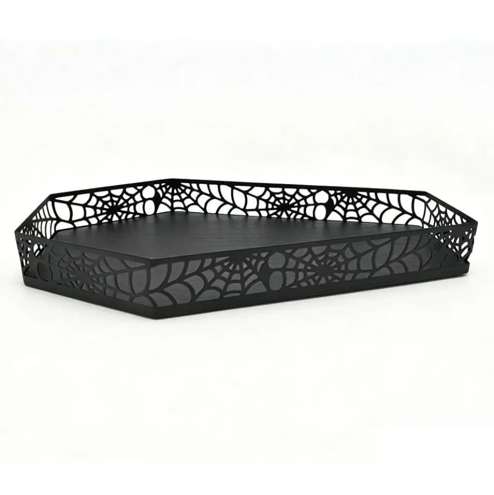 12" Black Spiderweb Coffin Tray by Ashland®