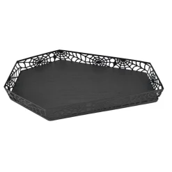 12" Black Spiderweb Coffin Tray by Ashland®