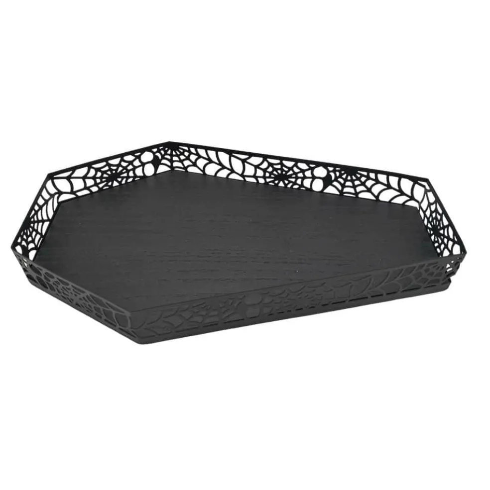 12" Black Spiderweb Coffin Tray by Ashland®