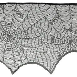 96" Black Spiderweb Lace Mantel Cover by Celebrate Itâ„¢