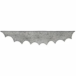 96" Black Spiderweb Lace Mantel Cover by Celebrate It™