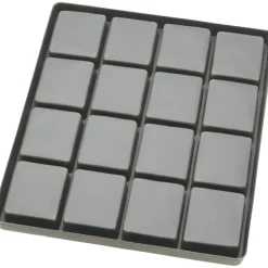 Black Square Display Case (Glass-top Removable Lid) w/ Gray 16-slot Plastic Tray