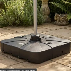 Black Square Offset Patio Umbrella Base Water and Sand Fillable Design