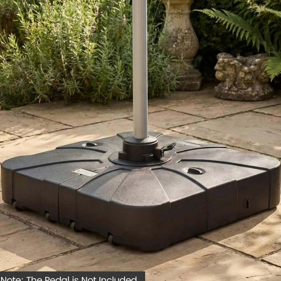 Black Square Offset Patio Umbrella Base Water and Sand Fillable Design