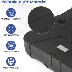 Black Square Offset Patio Umbrella Base Water and Sand Fillable Design