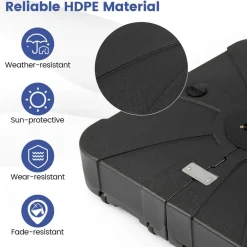 Black Square Offset Patio Umbrella Base Water and Sand Fillable Design