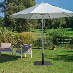 Black Steel Patio Umbrella Base with Adjustable Knob and Anti-Slip Pads