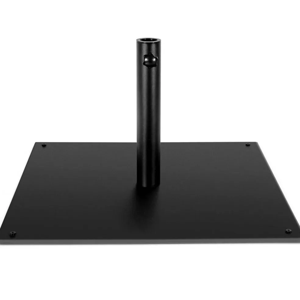 Black Steel Patio Umbrella Base with Adjustable Knob and Anti-Slip Pads