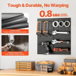 Black Steel Pegboard Panels with Volcanic Holes, 88 lbs Capacity