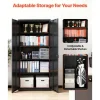 Black Steel Storage Cabinet 68.9 in Lockable with 4 Adjustable Shelves