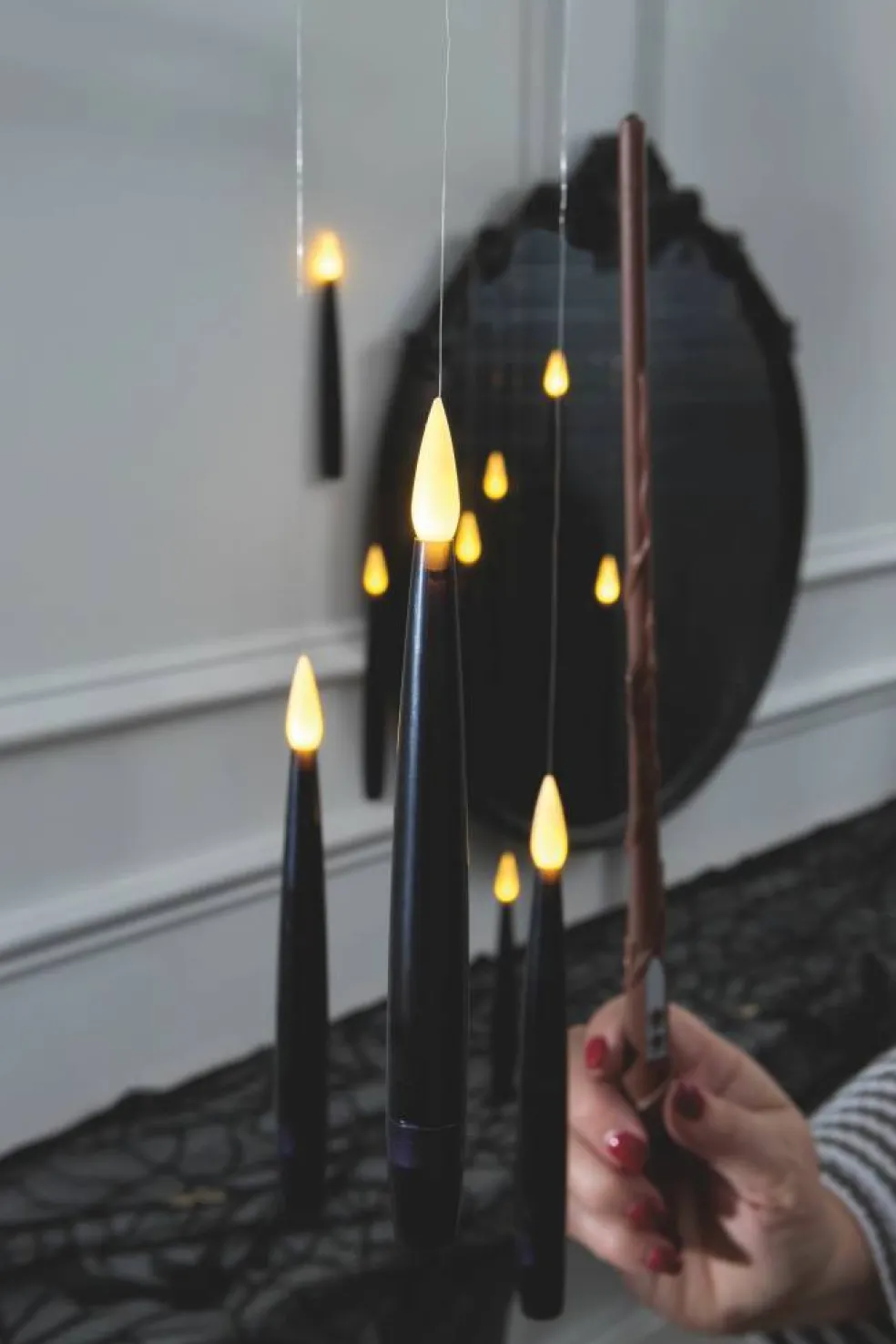 Black Taper LED Hanging Candles, 10ct. by Ashland®