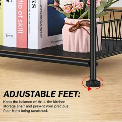 Black 4-Tier Bathroom Storage Rack