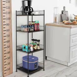 Black 4-Tier Bathroom Storage Rack