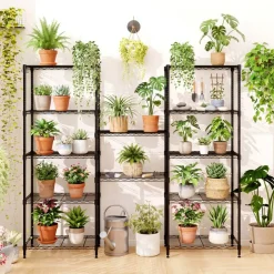 Black 6-Tier Heavy Duty Metal Wire Shelving Unit, Adjustable Storage Rack with 900 LBS Capacity and 4 Hooks