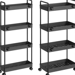 Black 4-Tier Slim Storage Cart Set