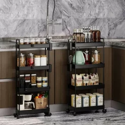 Black 4-Tier Slim Storage Cart Set