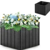 Black Umbrella Base with Planter Box, Metal Pole, Rolling Wheels and Adjustable Fit