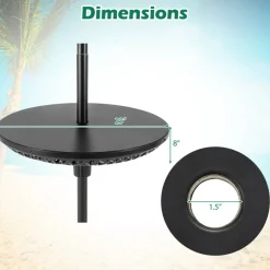 Black Umbrella Table Tray with 3 Adapters Fits Multiple Pole Sizes Portable