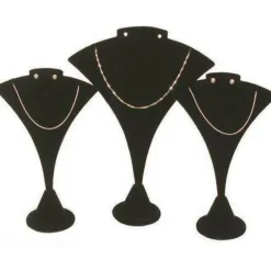 3 Black Velvet Combo Necklace & Earring Stand Display