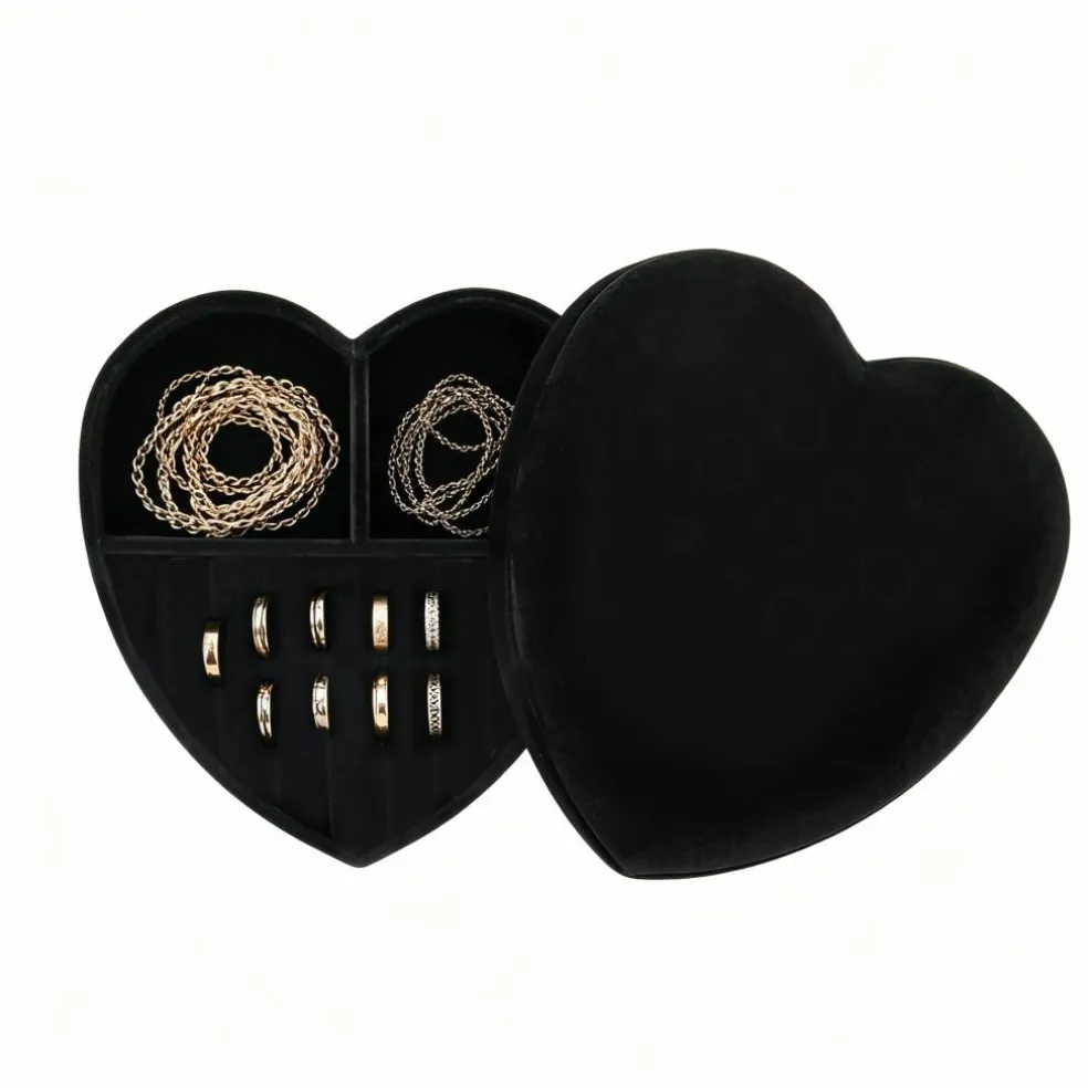 6" Black Velvet Heart Jewelry Box by Bead Landing™