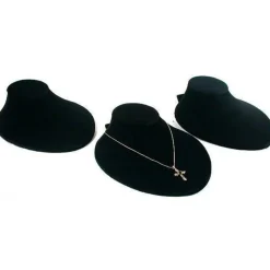 3 Black Velvet Necklace Busts Slatwall Jewelry Displays
