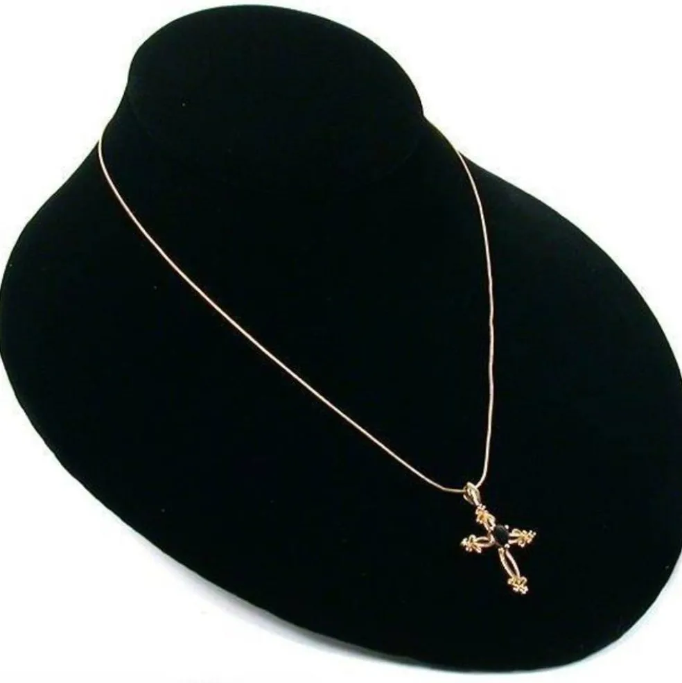 3 Black Velvet Necklace Chain Bust Showcase Jewelry Displays