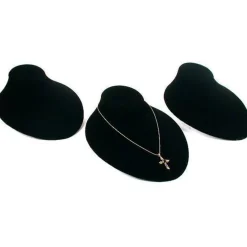 3 Black Velvet Necklace Chain Bust Showcase Jewelry Displays