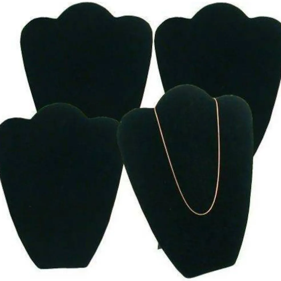 4 Black Velvet Padded Necklace Pendant Bust Showcase Displays 10 7/8"