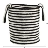 13'' Black & White Striped Natural Cotton & Jute Basket Planter