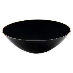 Black with Gold Rim Organic Round Disposable Plastic Soup Bowls - 16 oz. (120 Bowls)