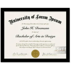 Black 8.5 x 11 Frame Display 8.5 by 11 Document Certificate Diploma Wall and Tabletop - 1 Pack