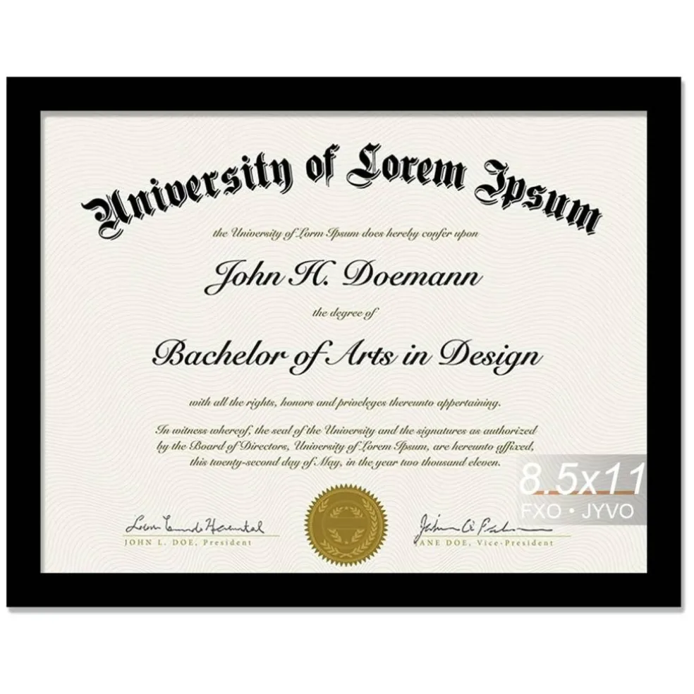 Black 8.5 x 11 Frame Display 8.5 by 11 Document Certificate Diploma Wall and Tabletop - 1 Pack