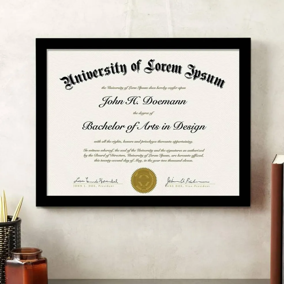 Black 8.5 x 11 Frame Display 8.5 by 11 Document Certificate Diploma Wall and Tabletop - 1 Pack