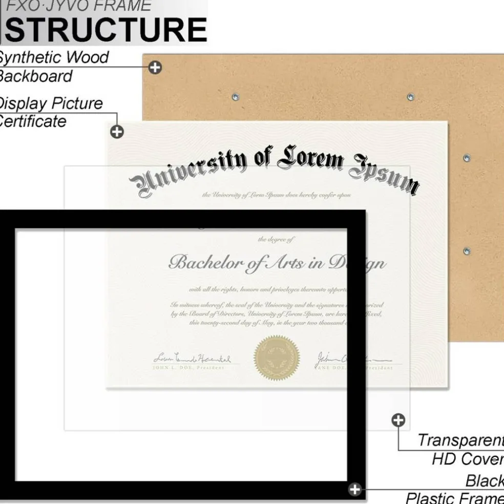 Black 8.5 x 11 Frame Display 8.5 by 11 Document Certificate Diploma Wall and Tabletop - 1 Pack