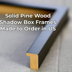 Black 16x20 Wood Shadow Box Display Frame with Grey Acid-Free Backing UV Acrylic & Hanging Hardware - With 3/4" Usable Depth  - Makes Great T Shirt Display Frame Shadowbox