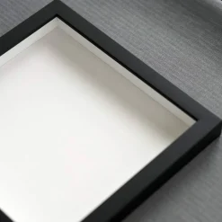 Black 16x20 Wood Shadow Box Display Frame with Grey Acid-Free Backing UV Acrylic & Hanging Hardware - With 3/4