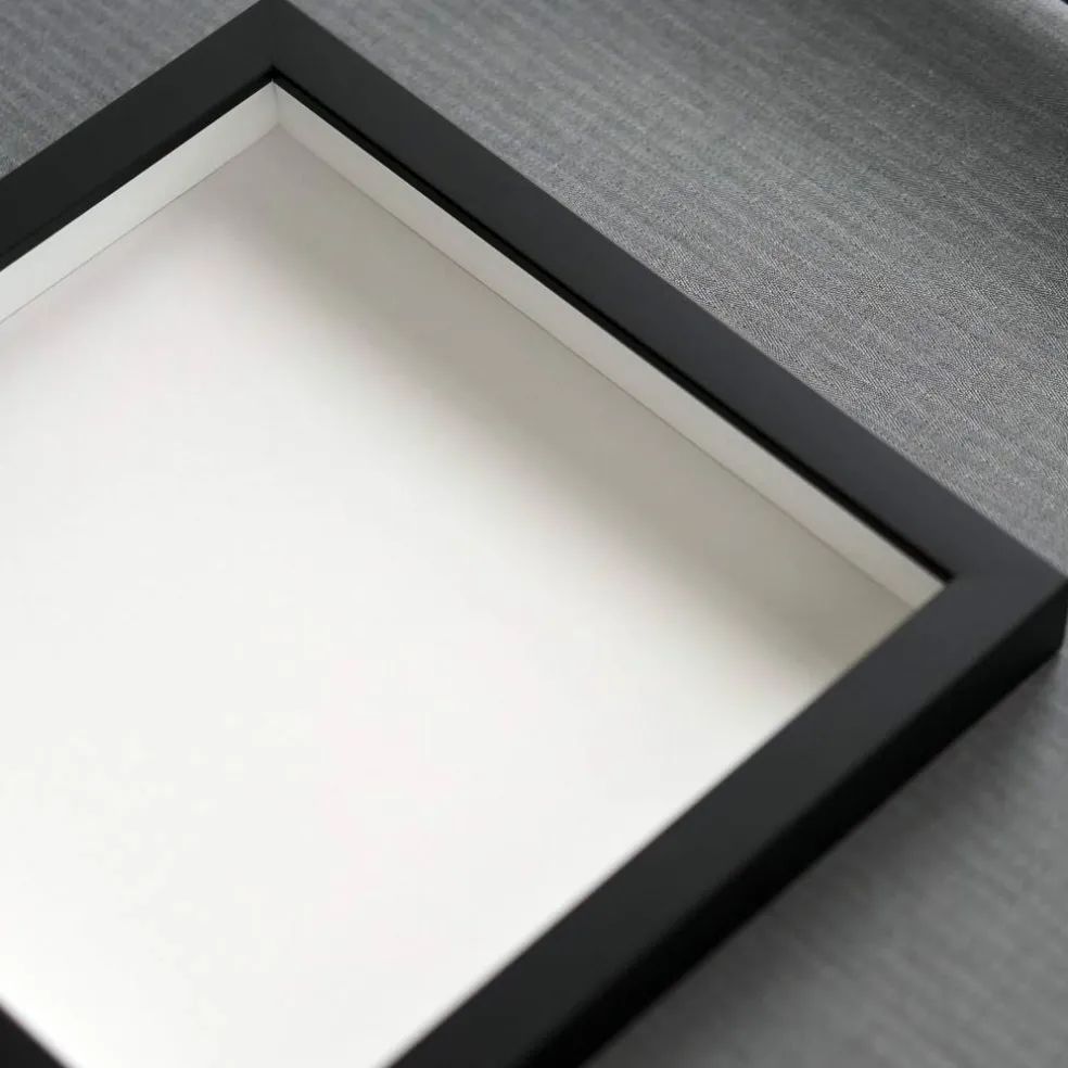 Black 16x20 Wood Shadow Box Display Frame with Grey Acid-Free Backing UV Acrylic & Hanging Hardware - With 3/4" Usable Depth - Makes Great T Shirt Display Frame Shadowbox
