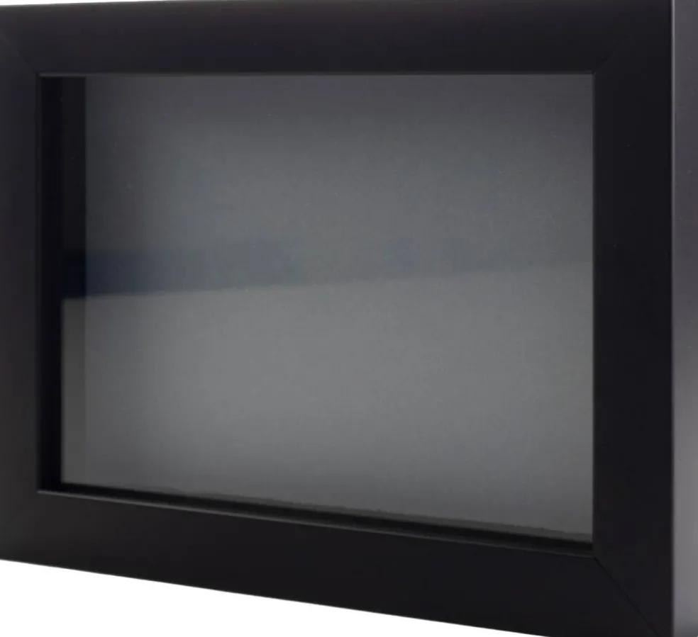 Black 16x20 Wood Shadow Box Display Frame with Grey Acid-Free Backing UV Acrylic & Hanging Hardware - With 3/4" Usable Depth - Makes Great T Shirt Display Frame Shadowbox