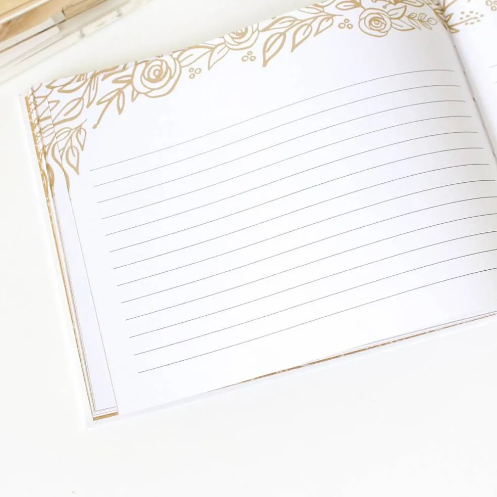 bloom daily planners Guest Book, 7" x 9", Gold Floral