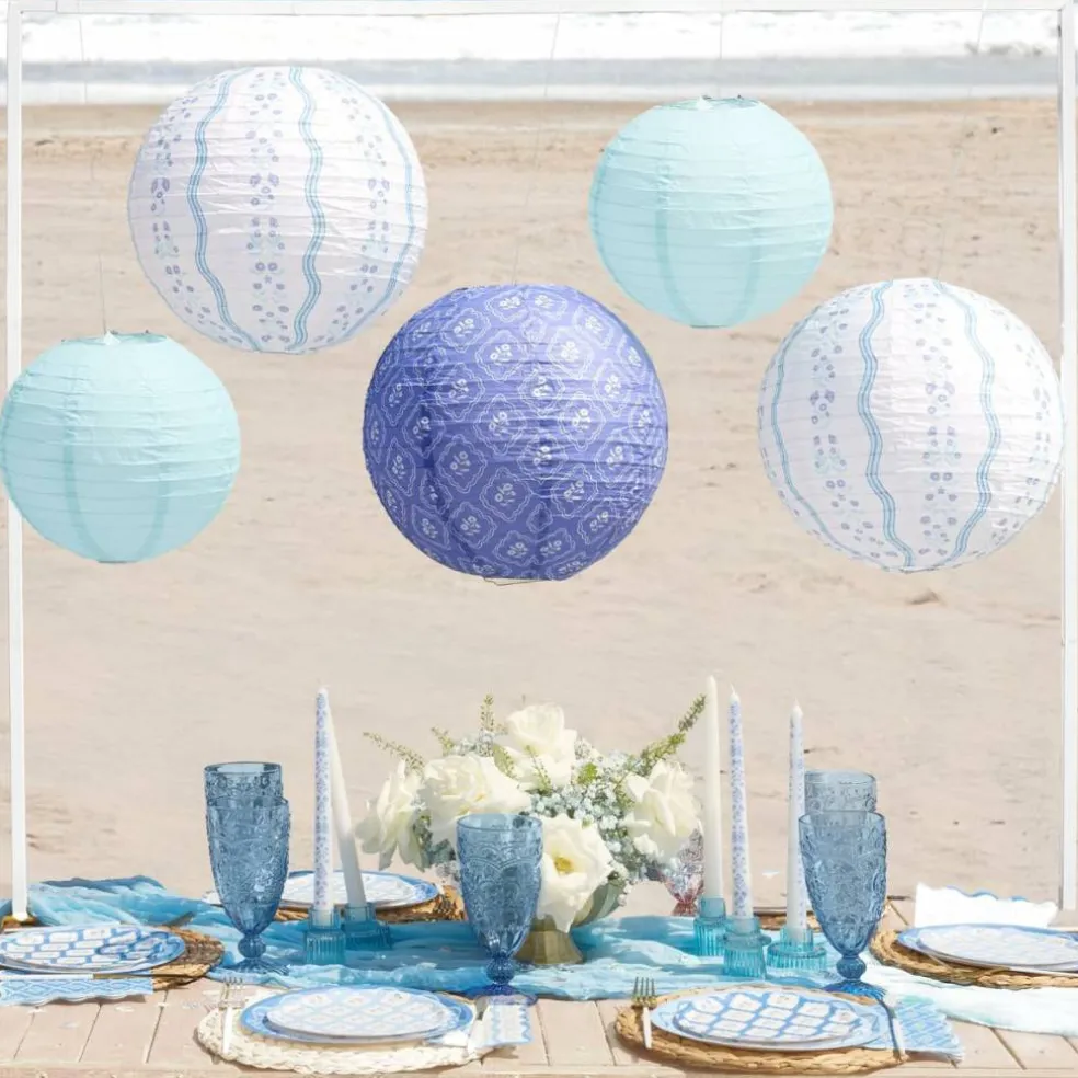 Blue Coastal Paper Lanterns - 6 pcs.