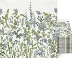 Blue Fields Disposable Guest Towel/Cocktail Napkin, Airlaid Buffet Linen-Feel Luxury Napkins for Buffet, Bathroom, Party & Home Use