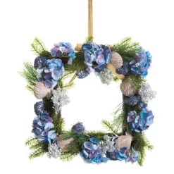 22" Blue Hydrangea & Shell Wreath