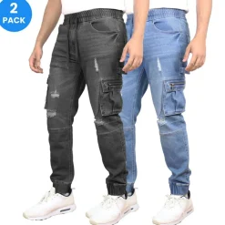 Blue Ice Men's Stretch Cargo Carpenter Jean Jogger-2 Pack