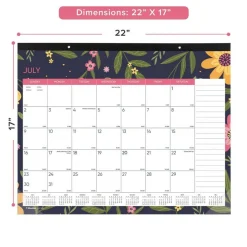 Blueline 22 in. x 17 in. 18-Month (Jul 2025-Dec 2026) Academic Desk Pad Calendar - White/Multicolor Sheets/Black Headband