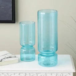Blue Modern Round Glass Vase Set