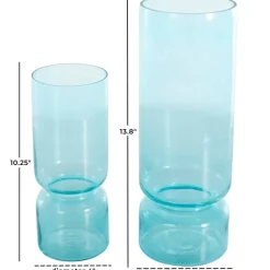 Blue Modern Round Glass Vase Set